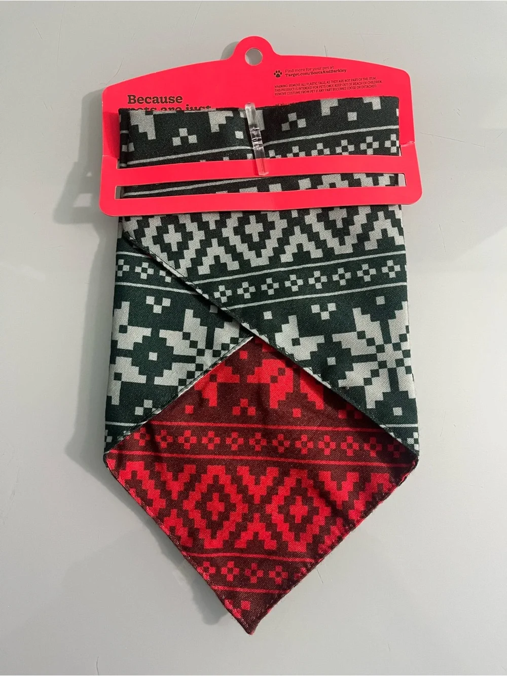 Boots & Barkley Fair Isle Xmas Print One Size  Reversible Pet Dog Puppy Bandana